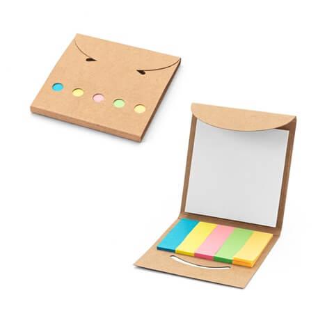 AINSLEY. Conjunto 2 em 1 para escritório, em papel 100% reciclado, com 6 blocos de notas adesivas
