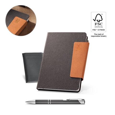 TAGORE A5. Agenda A5 em pele (58% reciclada)