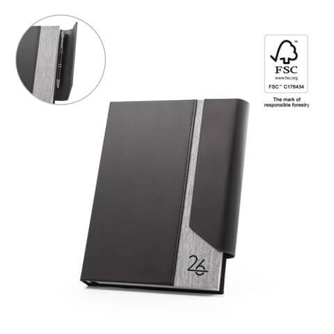AUSTEN A5. Agenda A5 em PU (58% reciclado) e poliéster reciclado (100% rPET) 300D