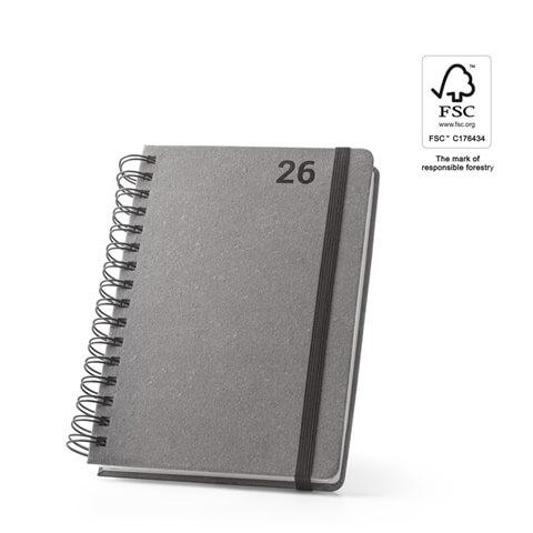 SIMMEL A5. Agenda A5, com argolas, em pele (58% reciclada)